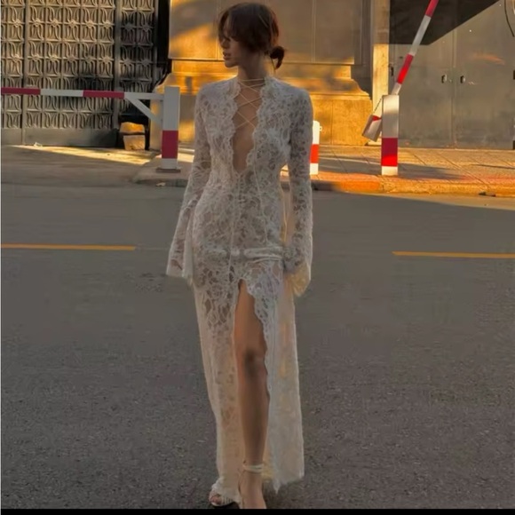 MAISON ELOISE Dresses & Skirts - Long Sleeve Lace Maxi white sexy resort risky edgy hot dress bridal bride wife